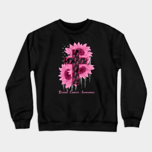 Breast Cancer Awareness Ribbon Sunflower Crewneck Sweatshirt